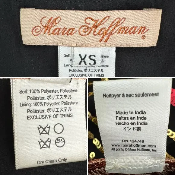 Mara Hoffman Sequin Striped Georgette Spaghetti Strap Jumpsuit black size XS - Picture 12 of 13